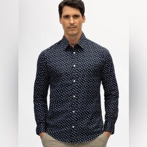 Julian and Mark RYAN GEO DOT PRINT SHIRT Navy NEW in Original Packaging